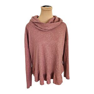 Maeve Anthropologie Pink Mauve Long Sleeve Mock Neck Textured Blouse Sz M